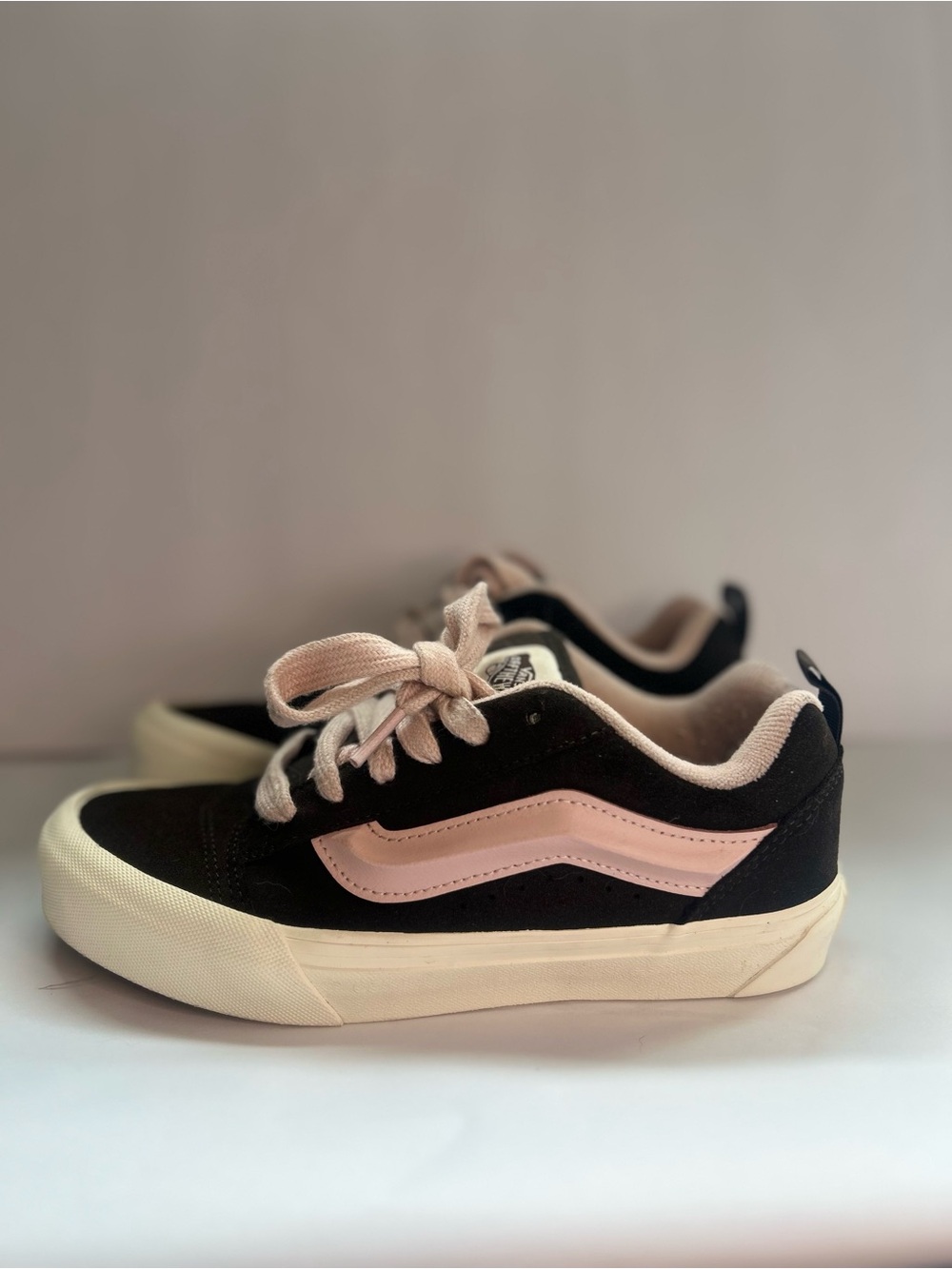 Vans Knu Skool Black Pale Petal Pink Chunky 90s Skate Shoes Women's 6.5
